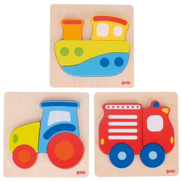 Einlegepuzzle Traktor, Boot, Feuerwehr